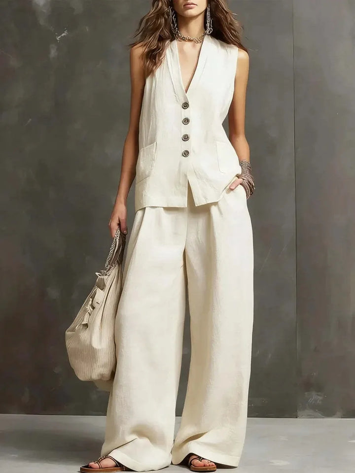 Hannah Breathable Linen Trouser Set