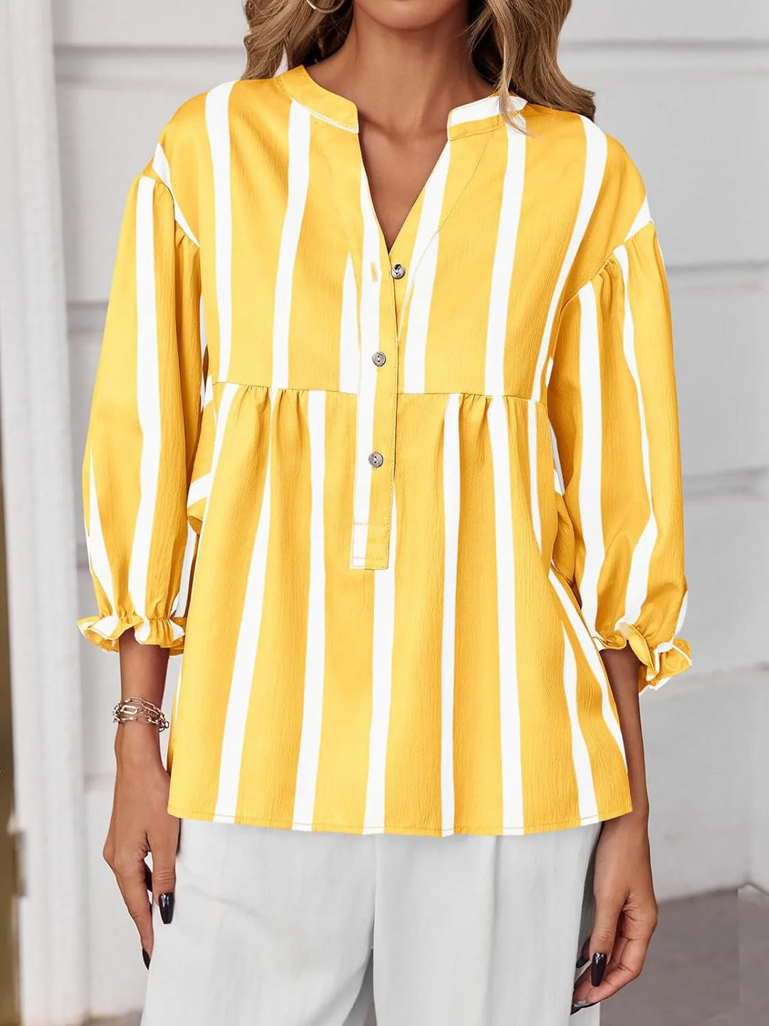 Katelynn Striped Bubble Blouse