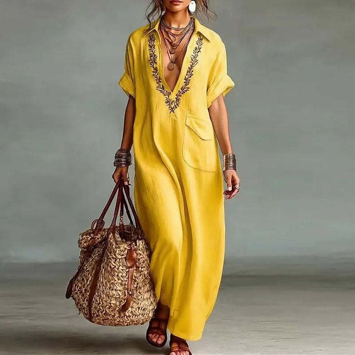 Byonce V Neck Kaftan Dress