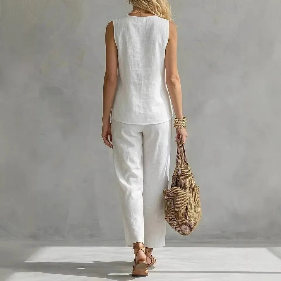 April Summer Linen Matching Set