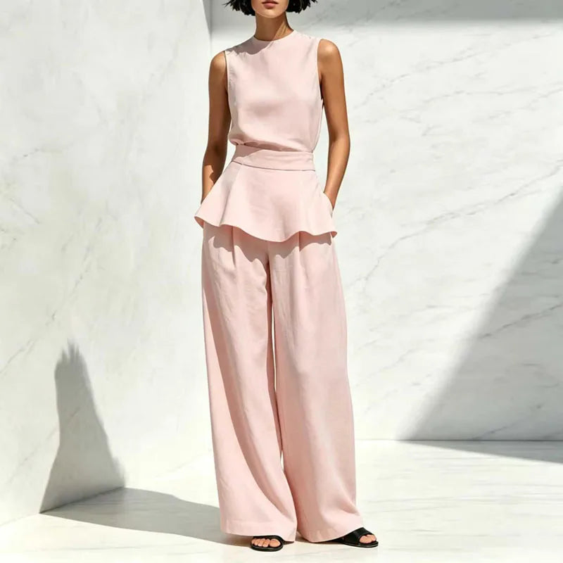Camila Sleeveless Wide Leg Pants Set