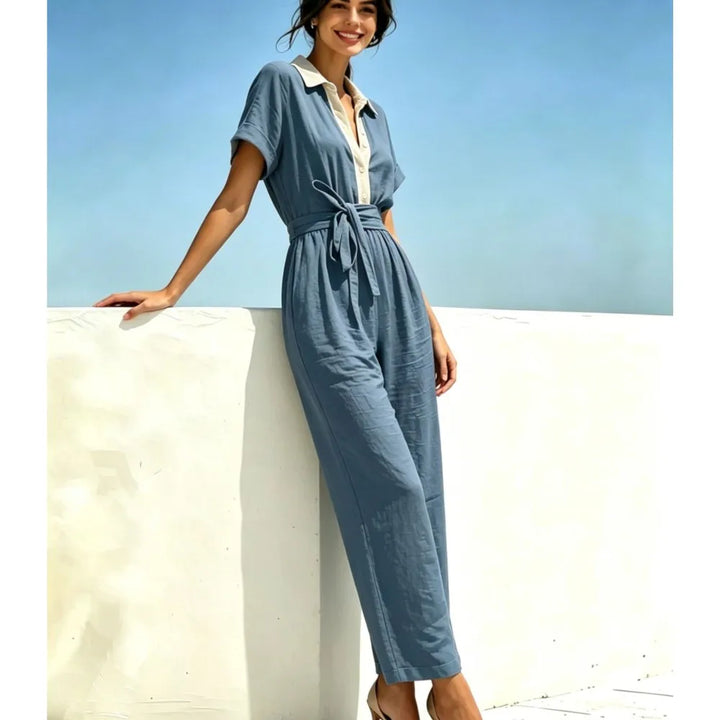 Olivia Belted Short Sleeve Jumpsuit