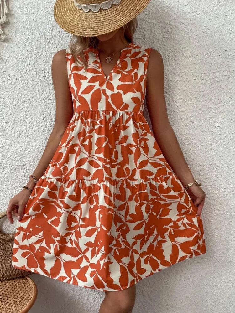Zara Boho Print Ruffled Mini Dress