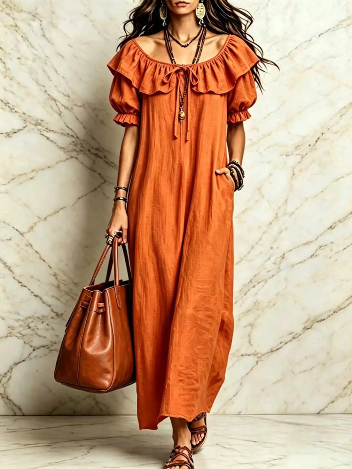 Evangeline Off Shoulder Boho Maxi Dress
