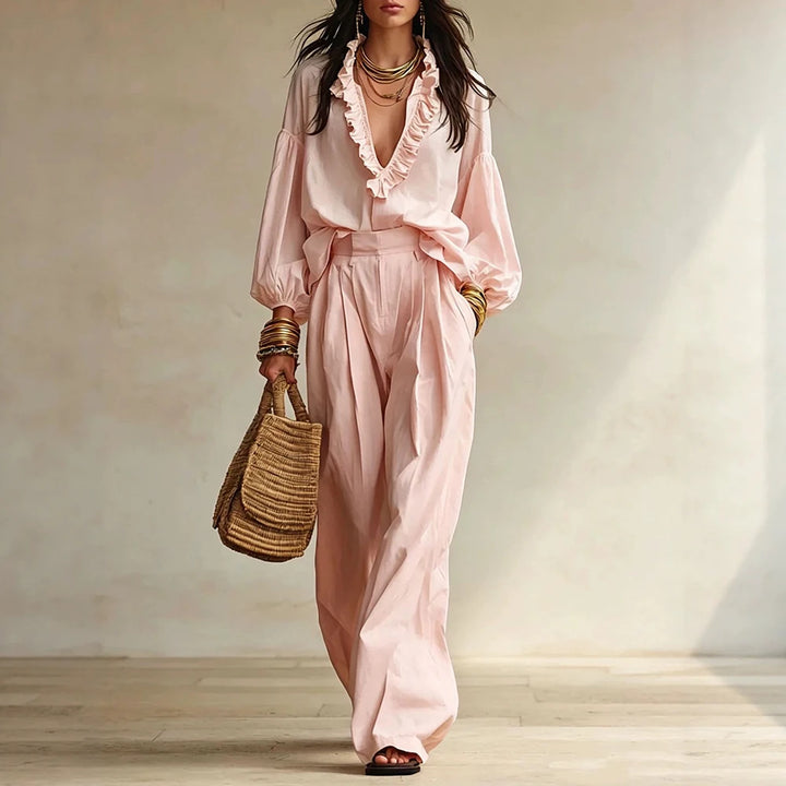 Ainsley Elegant Ruffle Trouser Set