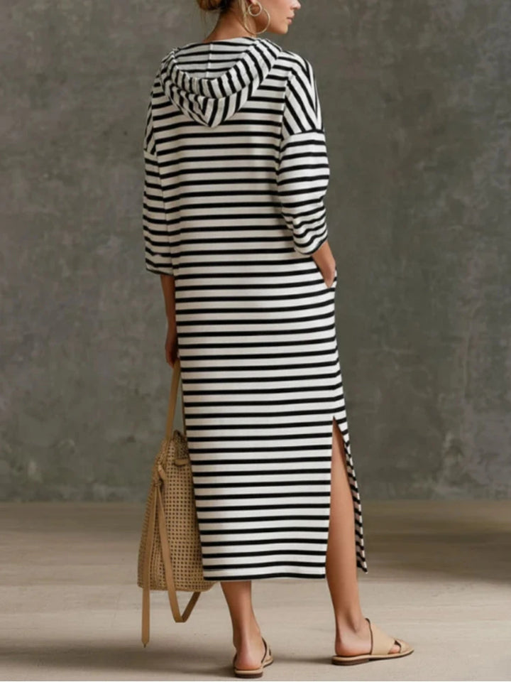 Elowen Striped Hooded Midi Dress