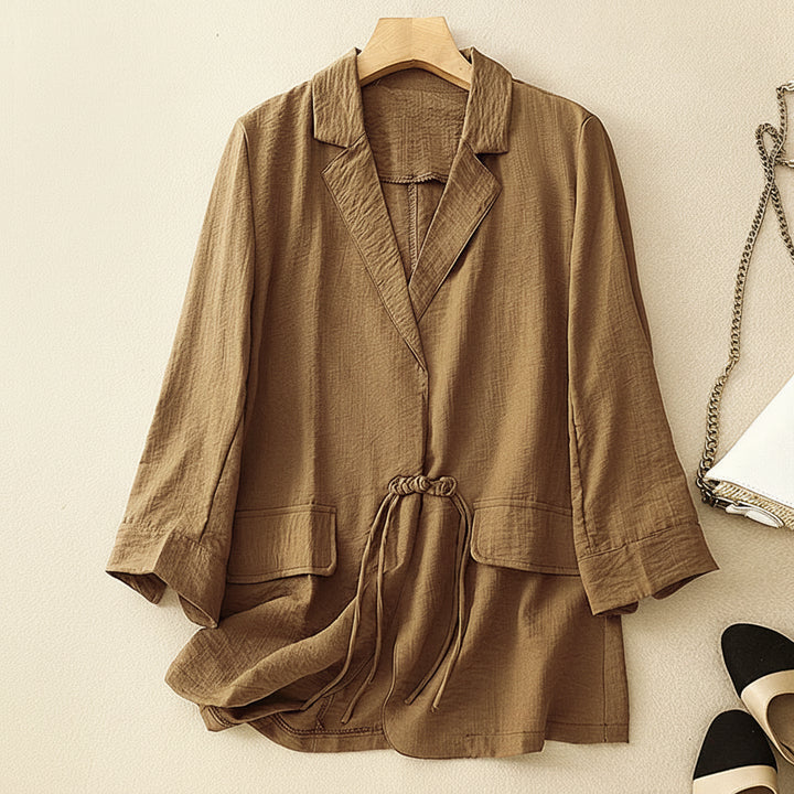 Amelie Drawstring Linen Blazer