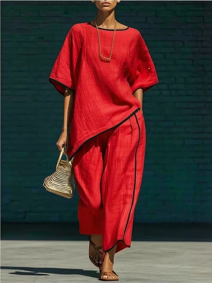 Anila Linen Cropped Pant Set
