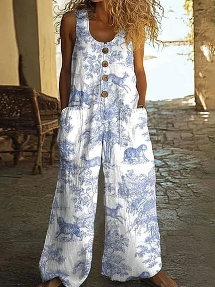 Selena Boho Floral Wide Leg Jumpsuit