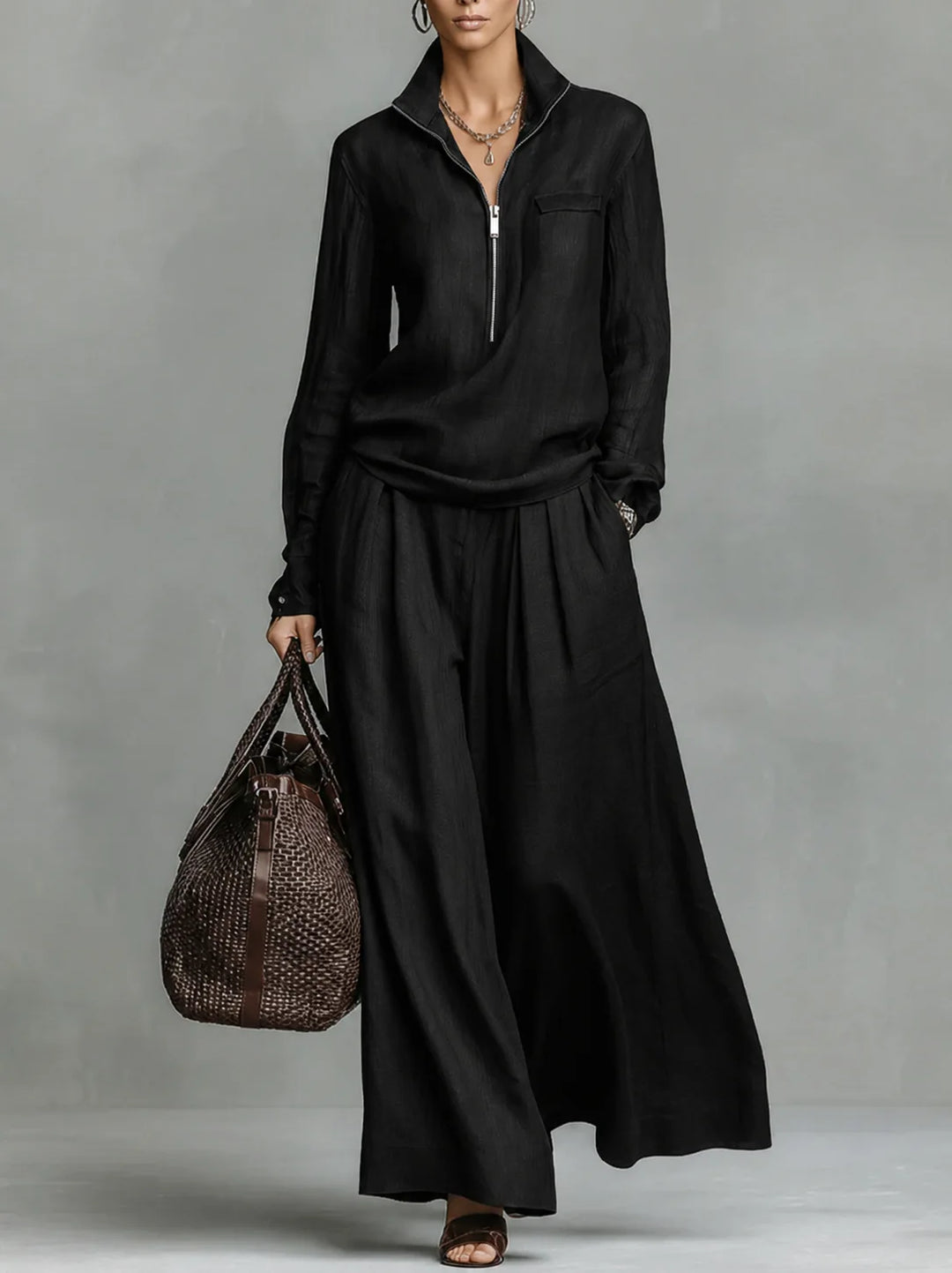 Aisha Relaxed Wide Leg Pant Set