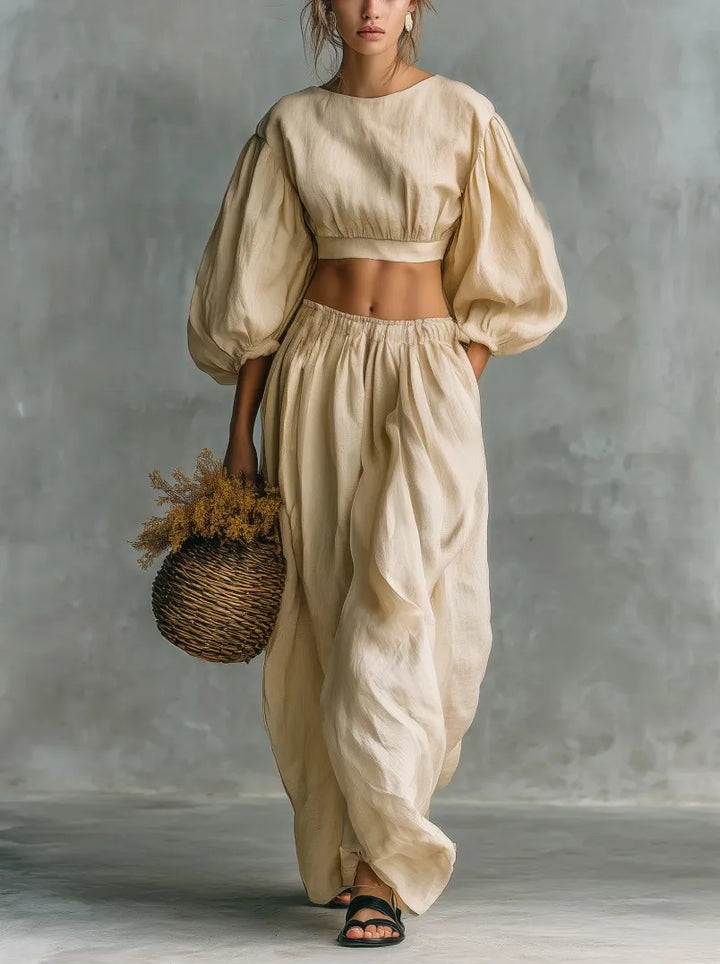 Maren Balloon Sleeve Trouser Set