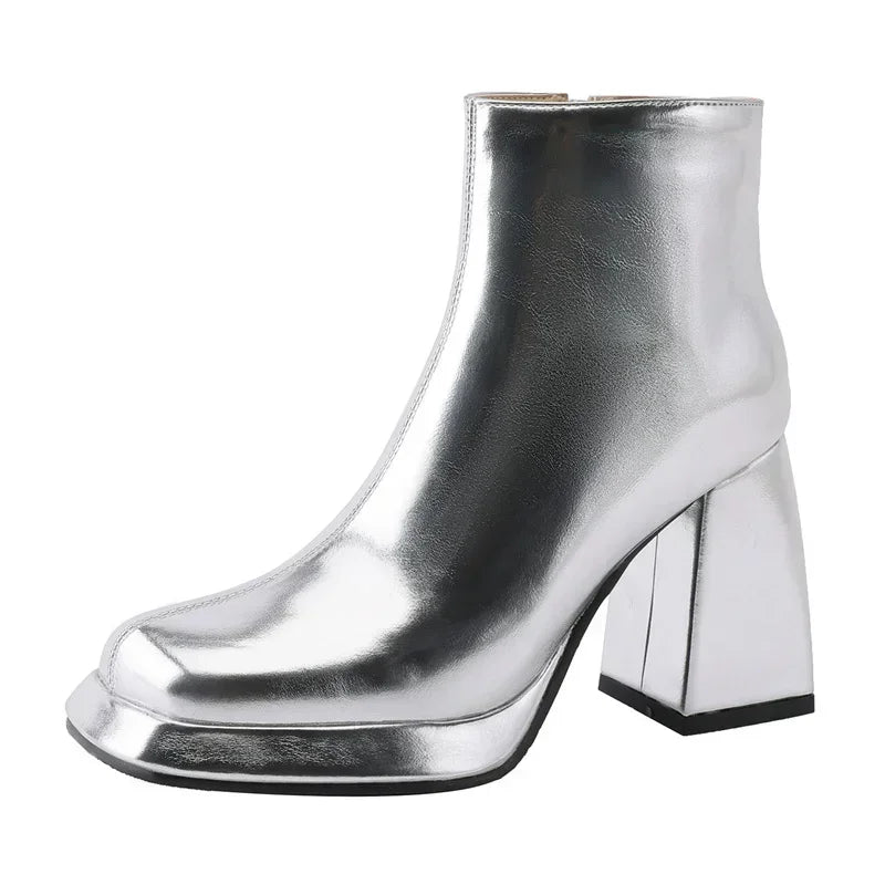 Bianca Metallic Platform Ankle Boots
