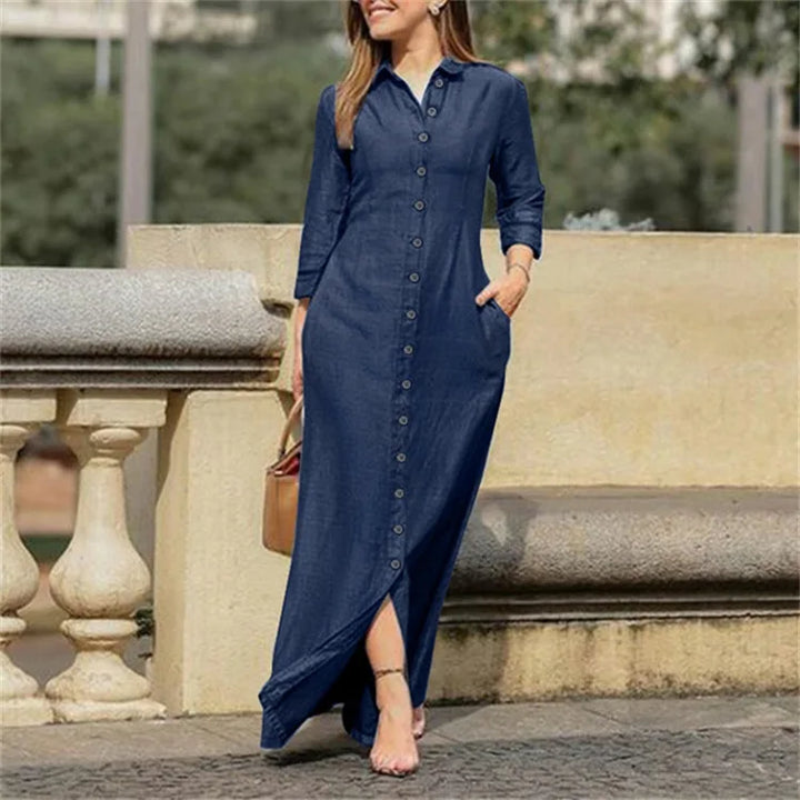 Quinn Denim Maxi Shirt Dress