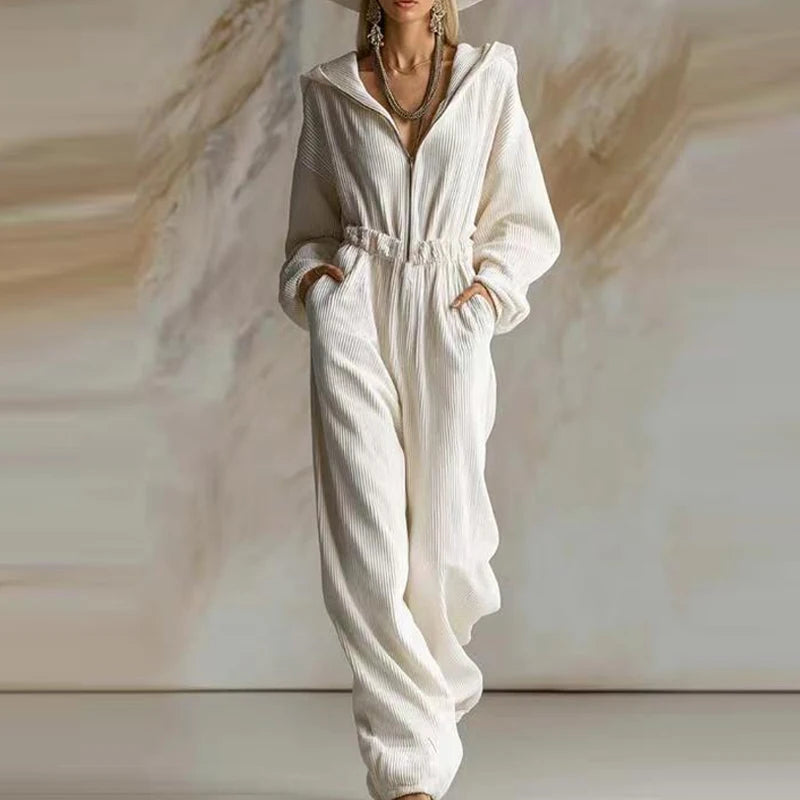 Mireva Ribbed Hooded Jumpsuit