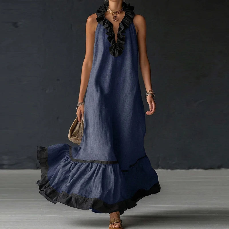 Macy Ruffle Trim Maxi Dress