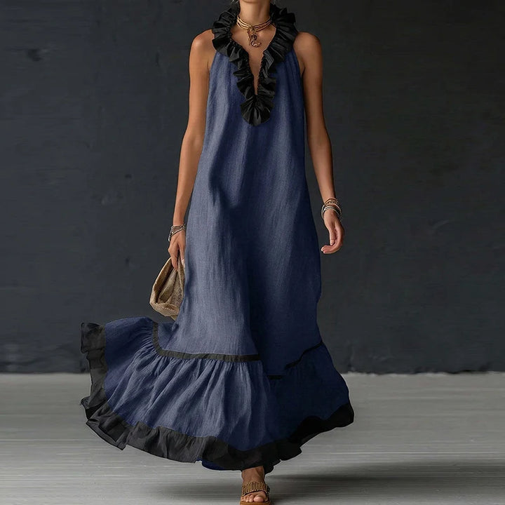 Macy Ruffle Trim Maxi Dress