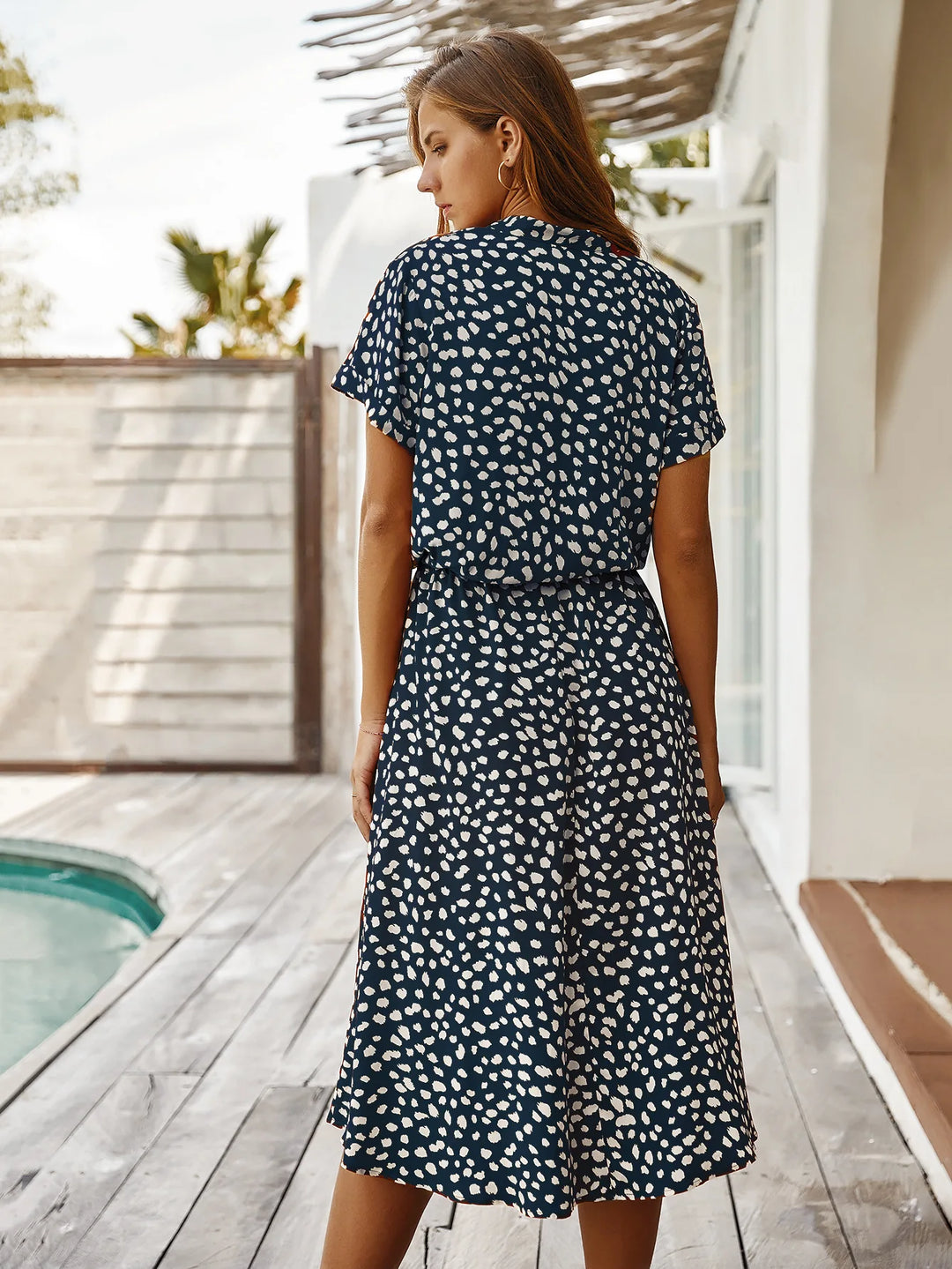 Adeline Printed Midi Shirt Dress