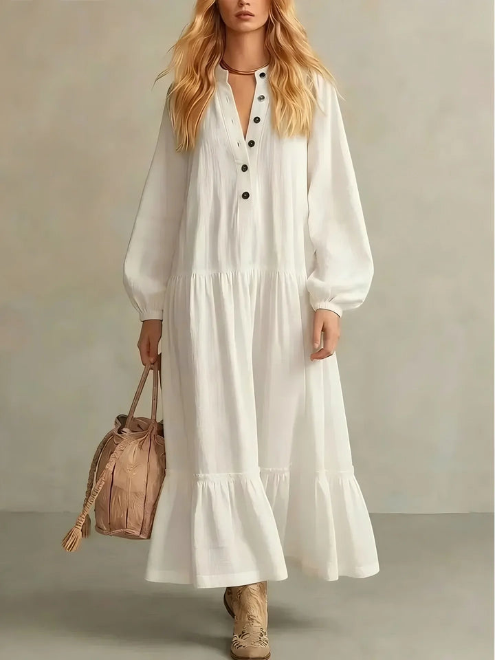 Elara Button Front Tiered Maxi Dress