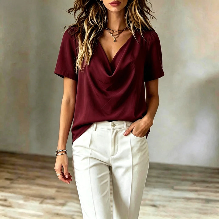 Emilia Short Sleeve Cowl Blouse