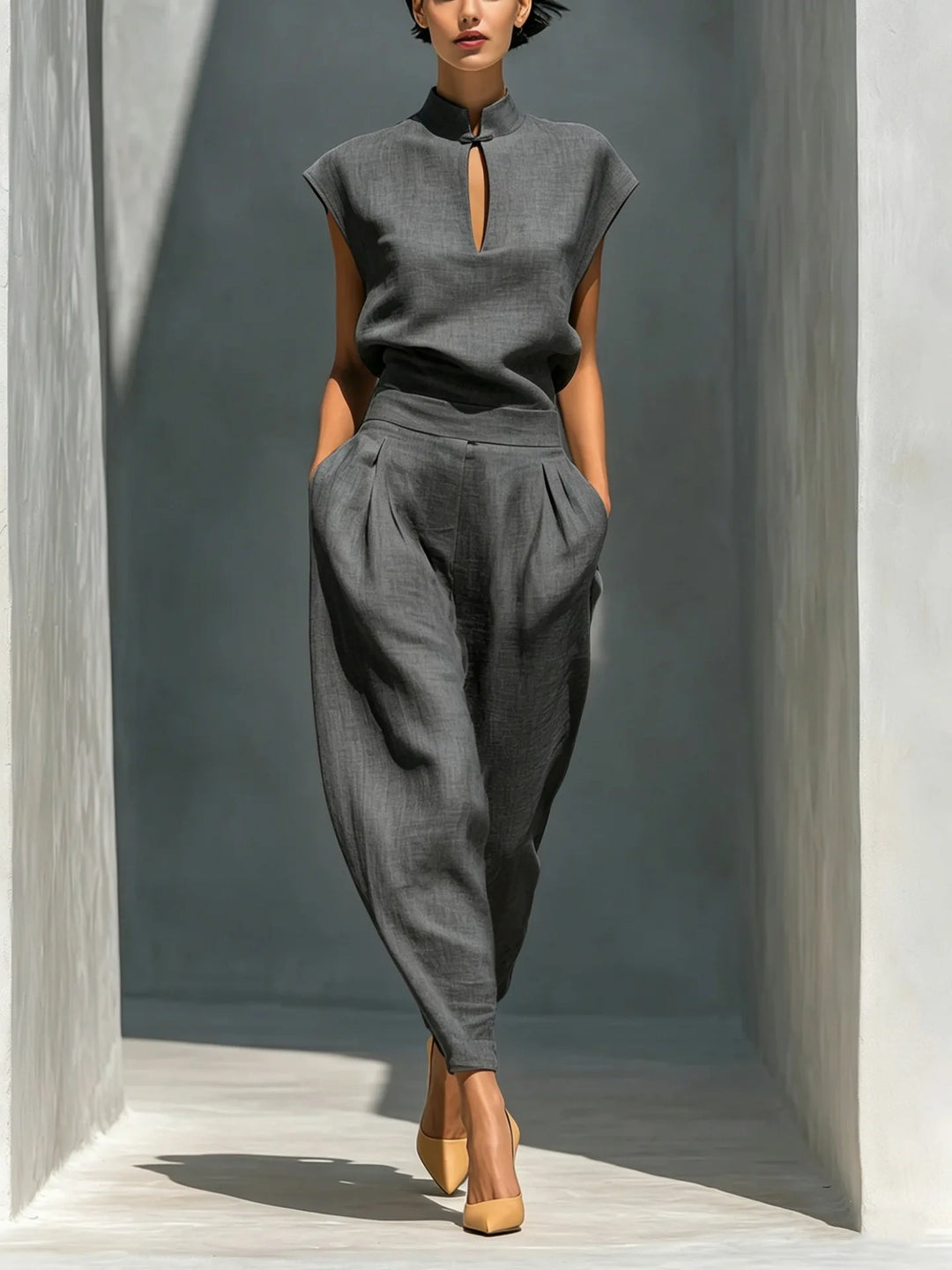 Camryn Modern Mandarin Collar Set