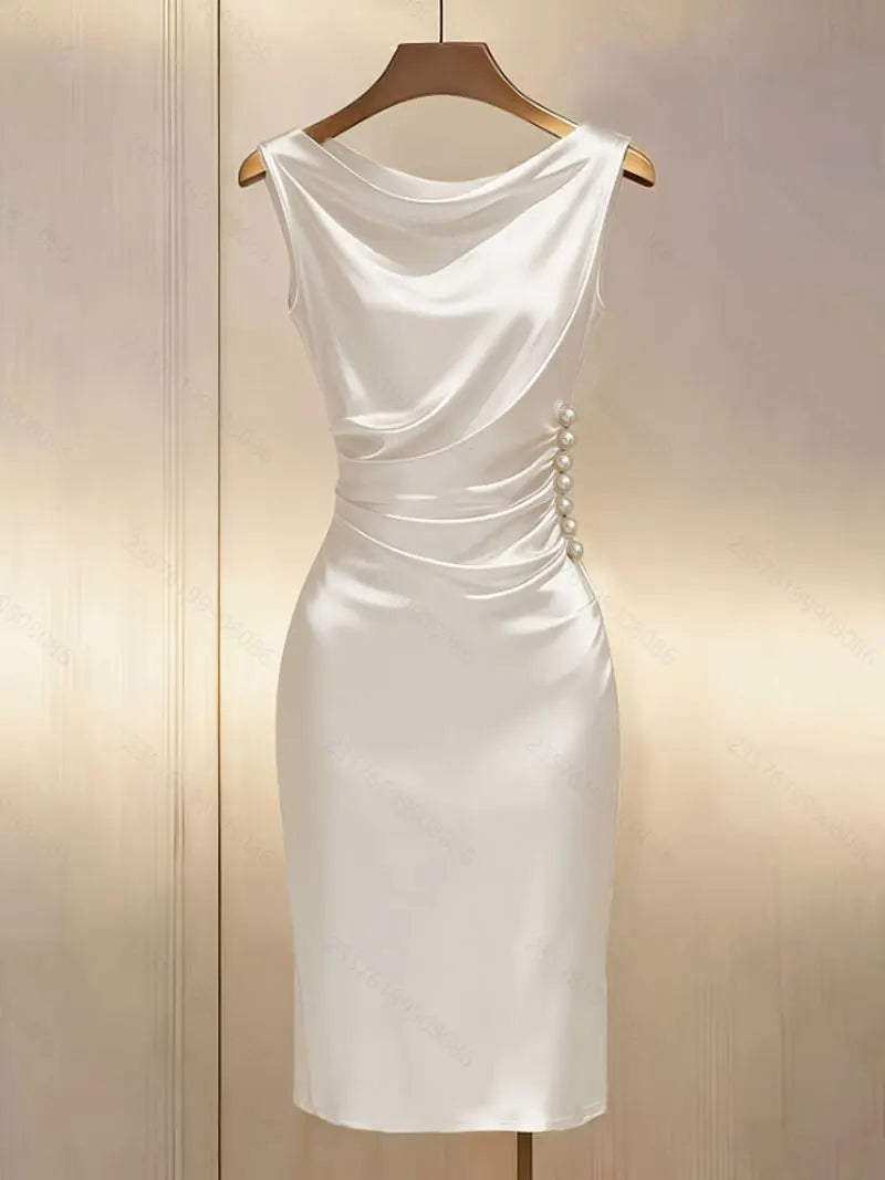 Colette Draped Satin Midi Dress