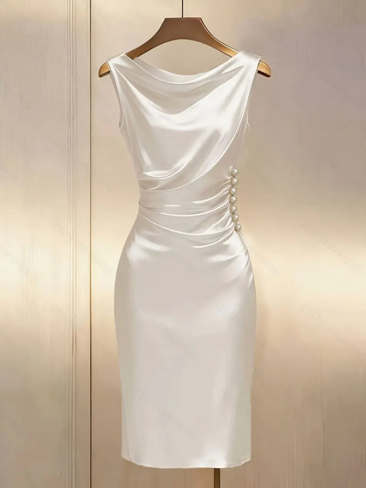 Colette Draped Satin Midi Dress