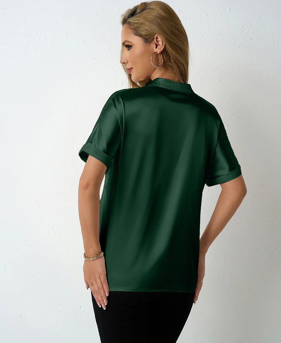 Clarissa Satin Stand Collar Blouse