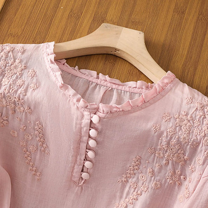 Elise Floral Button-Front Blouse