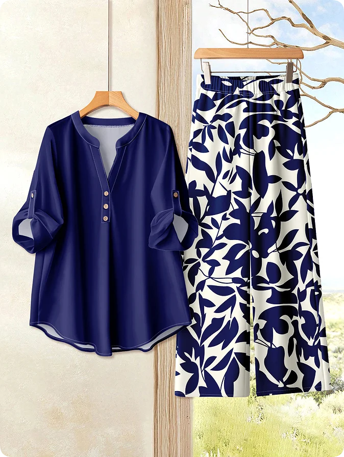 Madison Printed Loose Top Wide Leg Pants Set