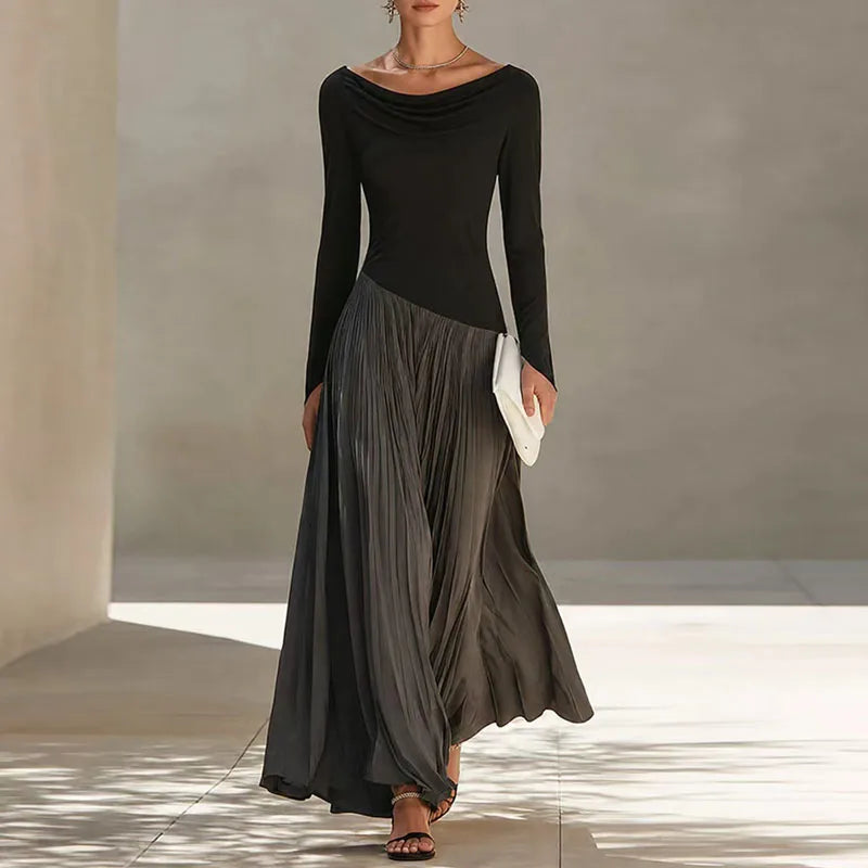 Elara Flowing Draped Maxi Dress