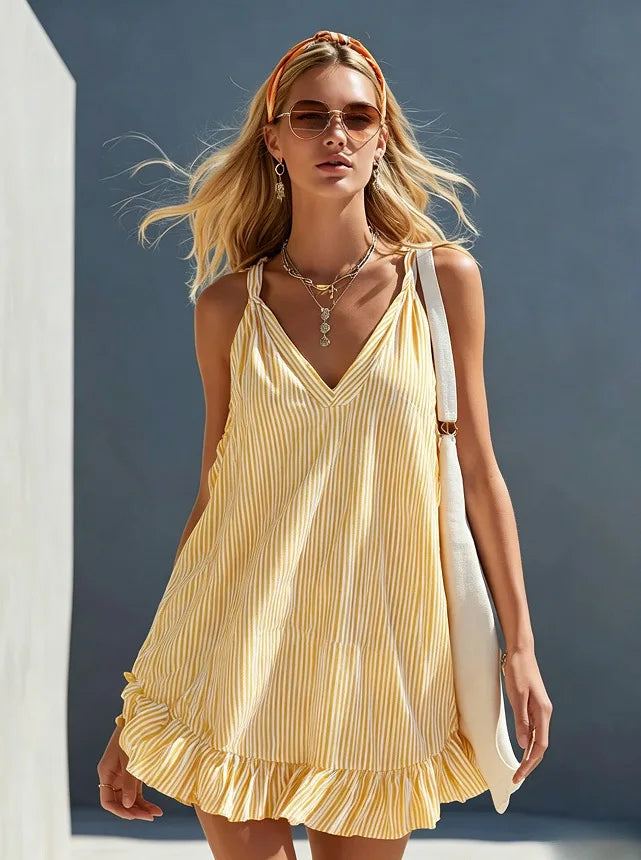 Sabrina Striped Ruffle Mini Dress