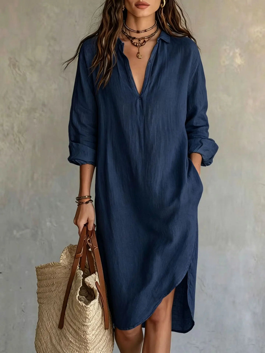 Elodie Pocket Midi Shirt Dress