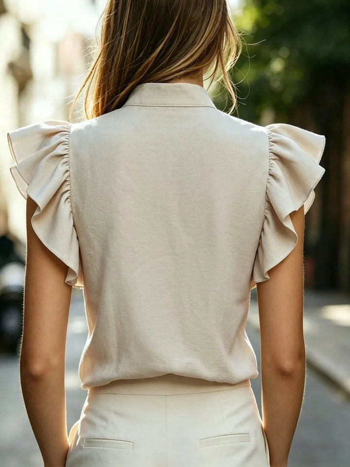 Heidi Ruffle Sleeve V Neck Blouse