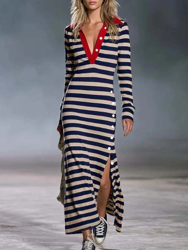 Imogen V Neck Stripe Dress