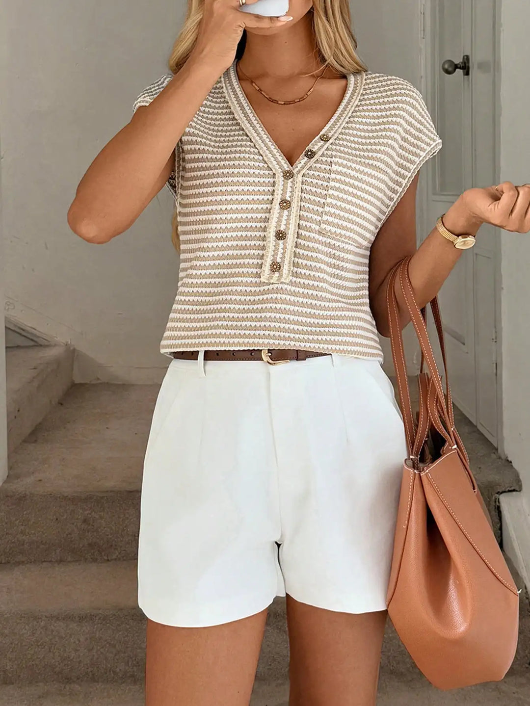 Jennifer Striped Button Blouse