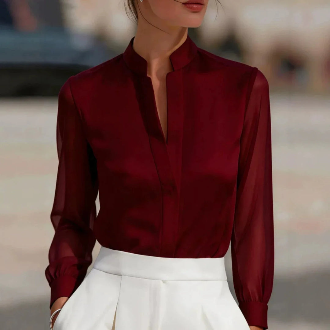 Viviana Satin Sheer Blouse