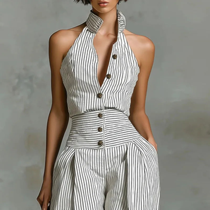 Isolde Striped Wide Leg Jumpsuit