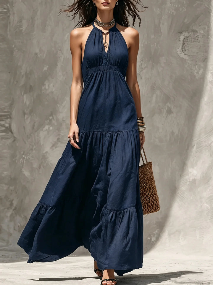 Marisol Bohemian Halter Tiered Maxi Dress