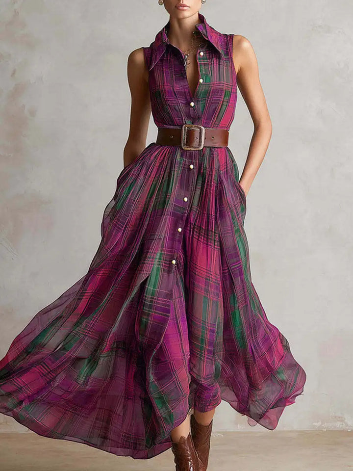 Evangeline Plaid Bohemian Maxi Dress