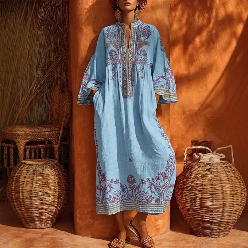 Savannah Bohemian Short Sleeve Maxi Dress