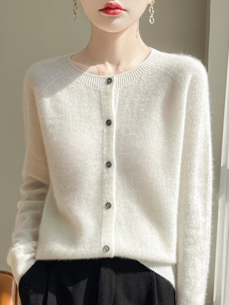 Emmeline Crewneck Wool Cardigan