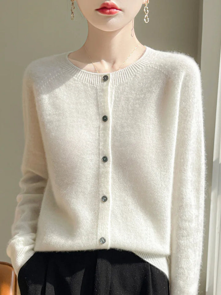 Emmeline Crewneck Wool Cardigan