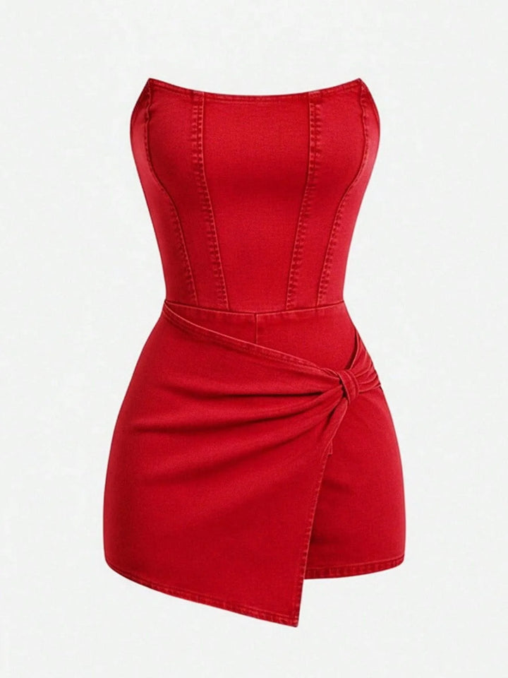 Talia Wrap Front Denim Dress