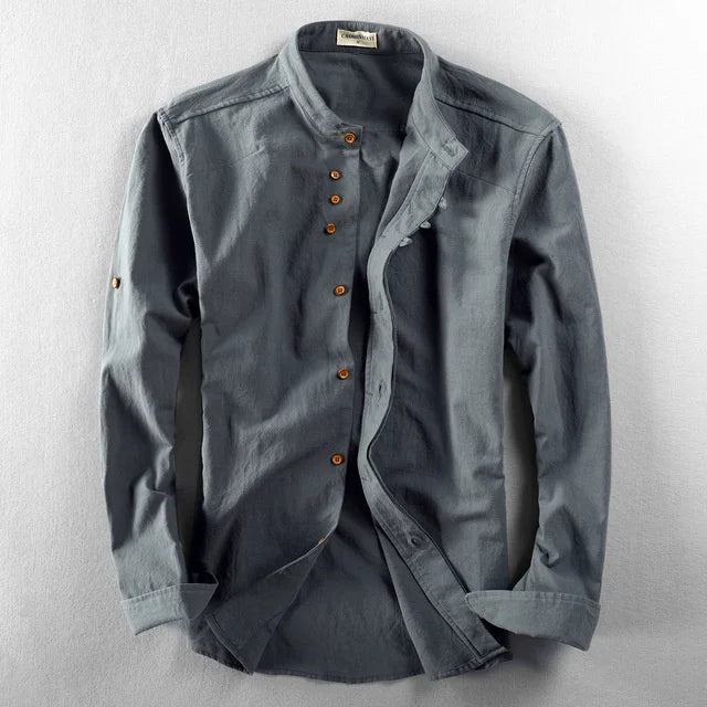 Trenton Slim Fit Linen Henley Shirt