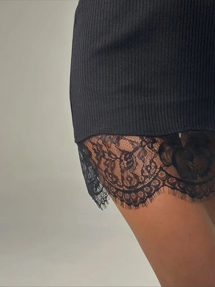 Nori Sculpting Lace Slip Mini Dress