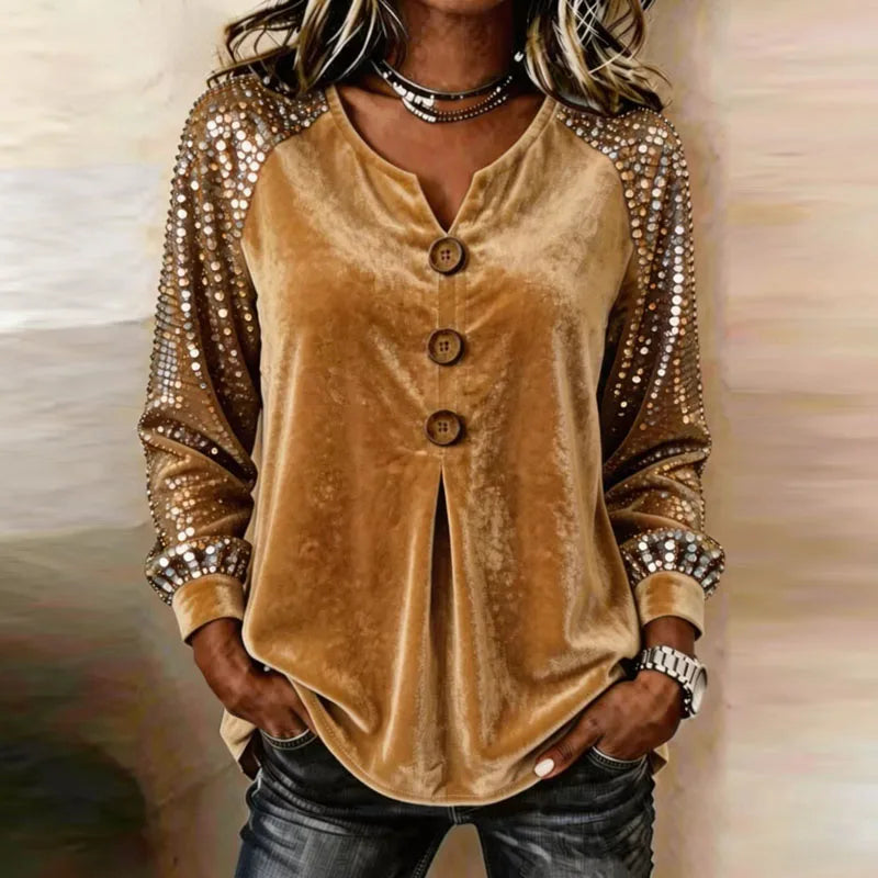 Keira Velvet Sequin Sleeve Blouse
