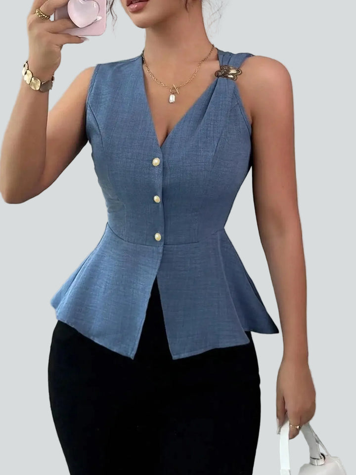 Marina Peplum V-Neck Blouse