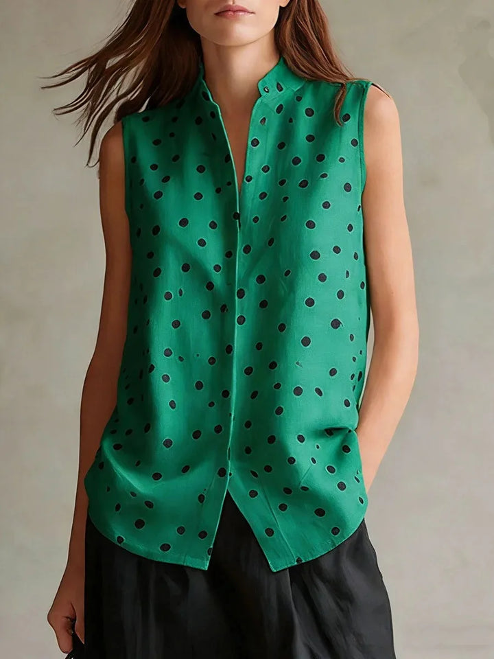 Camilla Relaxed Polka Dot Sleeveless Blouse
