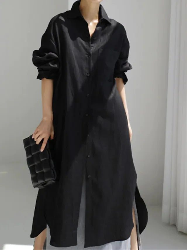Gemma Button Front Long Sleeve Maxi Dress