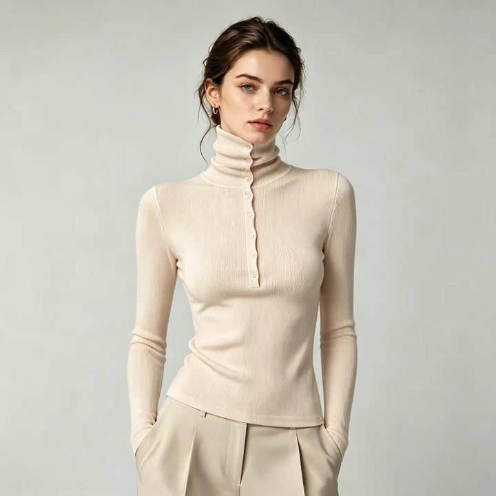 Elodie Ribbed Mock Neck Top